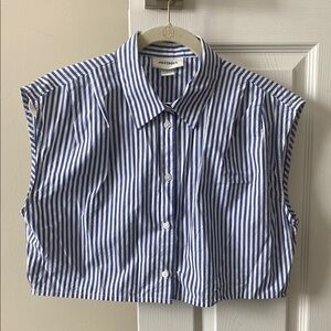Monki Blue and White Striped Sleeveless Shirt